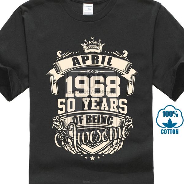

born in october 1968 50 years of being awesome vintage print t shirt man short sleeve o neck cotton t shirt asian size