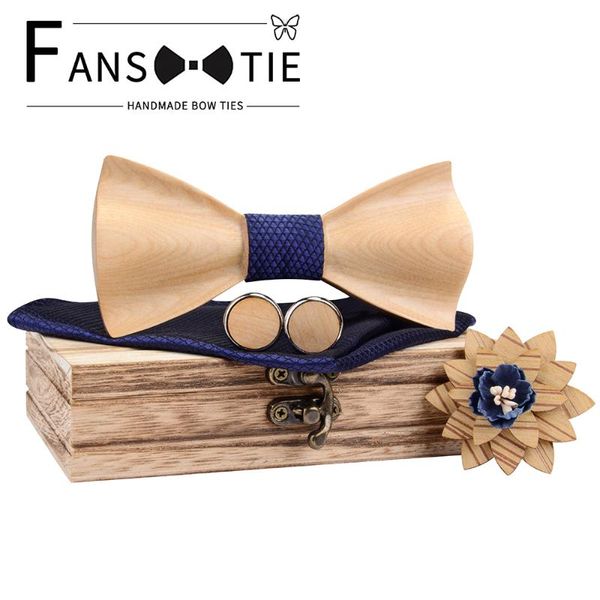 

neck ties navy slim 3d wooden bow tie set floral silk handkerchief cufflink brooch wood bowtie box for men wedding novelty, Blue;purple
