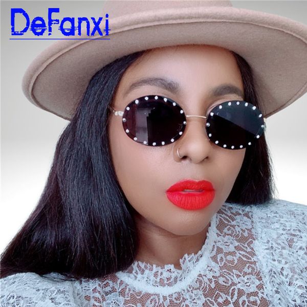 

sunglasses diamond round women luxury oval men rhinestone vintage metal sun glasses brand designer eyewear uv400, White;black