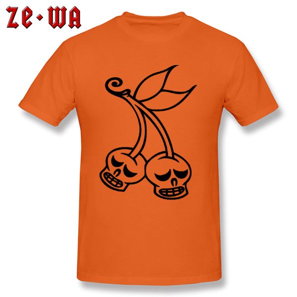 

wholesale orange/light blue men tshirt hallowmas day cherrie skulls printed on t-shirts novelty camisetas hombre male tees