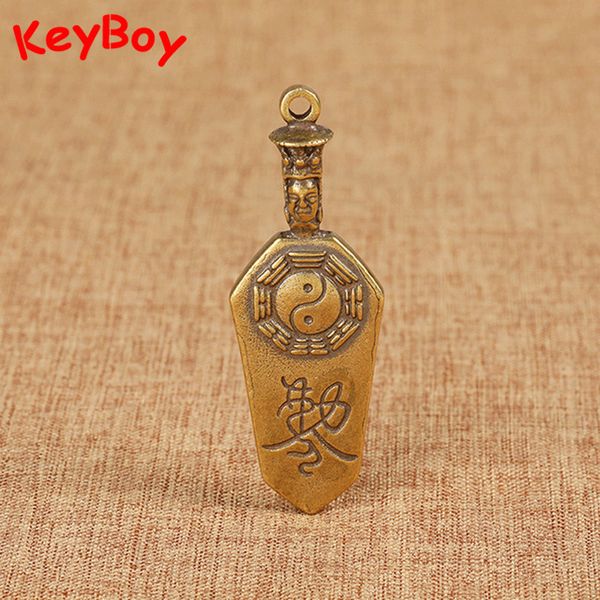 

keychains brass taoist gossip religious amulet sword pendant for keychain lucky chinese feng shui car key chain ring hanging jewelry retro, Silver