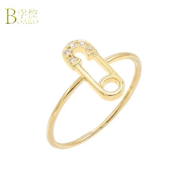 

cluster rings boako 925 sterling silver anillos paper clip for women mujer wedding party gold finger ring luxury s925 jewelry, Golden;silver