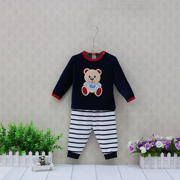 

children cute christmas embroidered boys blouse+long striped pants 2 piece/set girls clothes set baby verlour clothing, White