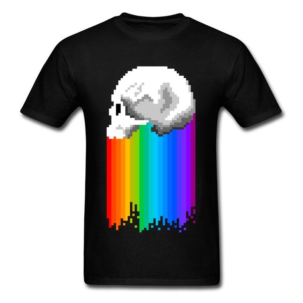 

colorful rainbow shower men t shirt pixel skull 3d boy tshirt plain men's new full rockabilly usa sleeve summer streetwear