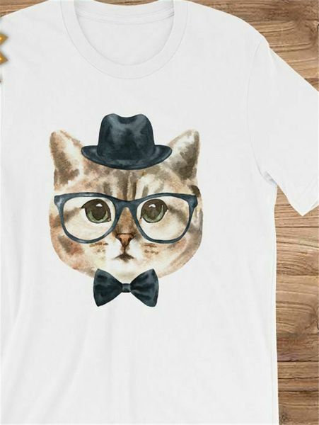 

cat очки настраиваемый персонализированный подарок для нее подарок для тройника футболка мужская смешной дизайн футболочку