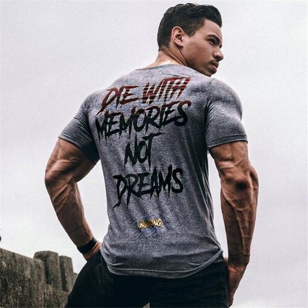 

male slim tees letters printed short sleeve mens summer gyms fitness mens tshirts bodybuilding homme tshirt designer, White;black