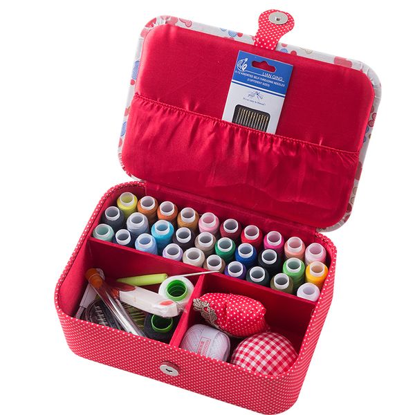 

sewing notions & tools home accessories wedding fabric box dowry kit 33 stitching needle tape scissor multifunct threads, Black