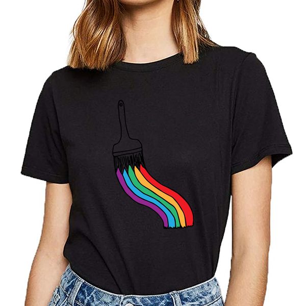 

t shirt women paint a rainbow lgbt pride heather prism design black short female tshirt