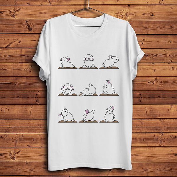 

cute bunnies yoga rabbit funny t shirt men summer new white casual tshirt homme short sleeve streetwear t-shirt unisex