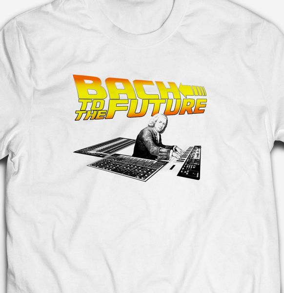 

bach to the future dj классическая музыка кино смешной фильм пародия 2019 летняя футболка с коротким рукавом хлопок мужчины одежда футболки