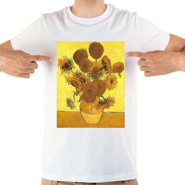 

vincent van gogh famous sunflowers les tournesols artistic t shirt homme jollypeach brand new white casual men tshirt