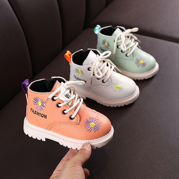 

new autumn winter baby fashion shoes baby boots for boys girls flower shoes kids soft leather bottom martin boot, Black;grey