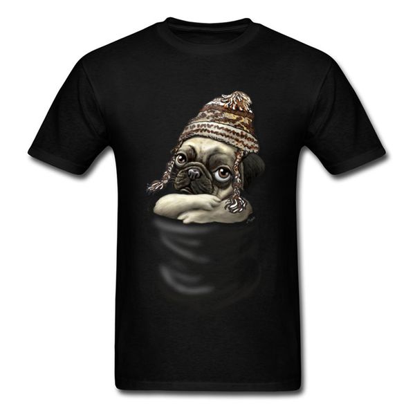 

chillin pocket pug pup with beanie t-shirt pit bull 100% cotton t shirt for men fashionable t shirts fitted crewneck sweatshirts