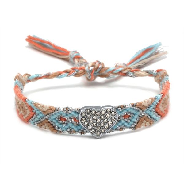 

charm bracelets boho diamante love heart lucky bracelet women men 2021 fashion mayan macarons color hand woven jewelry present gift, Golden;silver