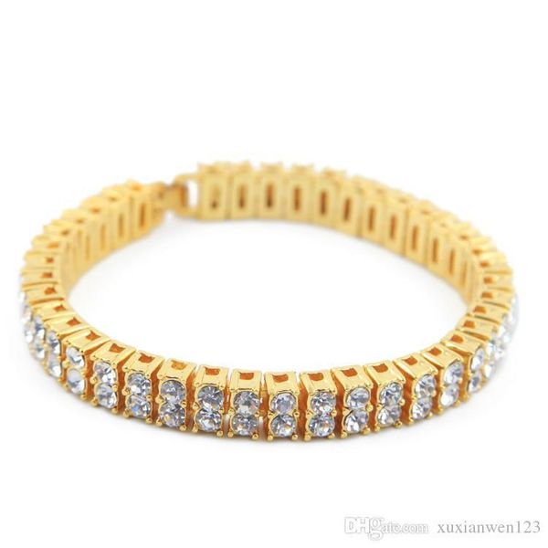 

iced out 2 row strass armband manner hip hop stil freier simulierten diamant 8 "armband bling bling fashion bracelet men, White