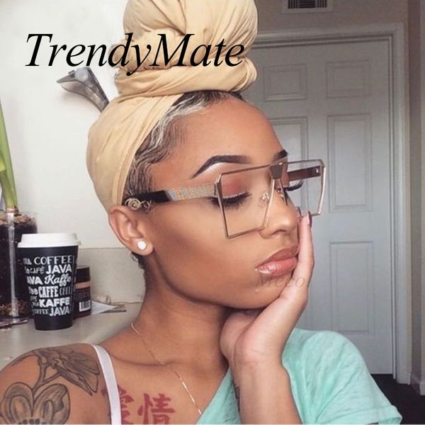 

2020 new square hip hop fashion brand designer sunglasses men women mirror sun glasses lady flat oversized size eyeglasses 099m, White;black