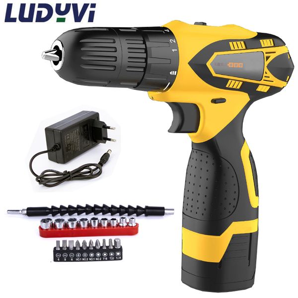 

screwdriver 12v 16.8v battery power tools cordless drill 18 torque two-speed mini electric screwdriver with battery indicator