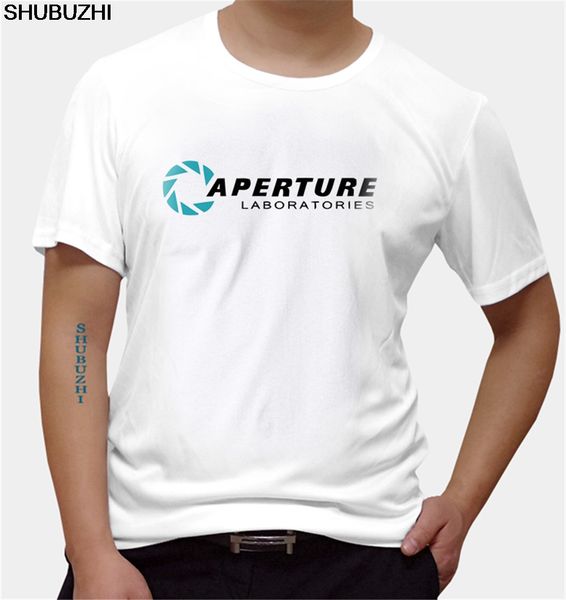 

fashion portal 2 aperture laboratories logo men's t-shirt video game fan clothing shirt 100% cotton short sleeve tee