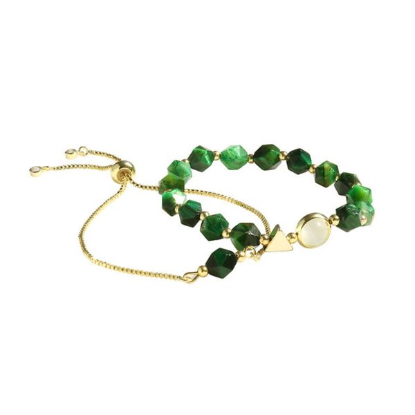 

2pcs/set women luxury green stone bracelet personality wristband chain jewelry axyd, Golden;silver