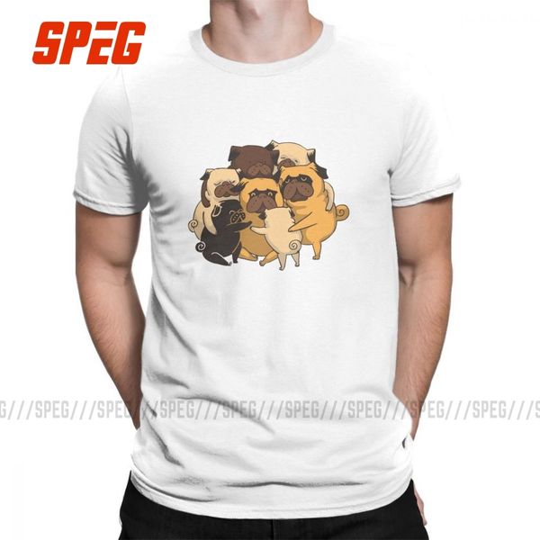 

pugs group hug dog t shirt vintage style pure cotton funny t-shirt amazing vintage round collar man short sleeve tees