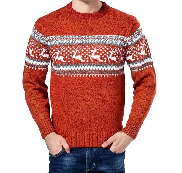 

2018 fashion men s christmas sweater reindeer snowflakes print o-neck sweater blouse xmas male pullover003, White;black