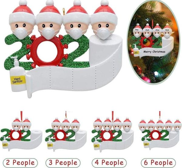 

quarantine christmas decoration birthdays party gift product personalized survivor family of 4 ornament pandemic face masks hand sanitized
