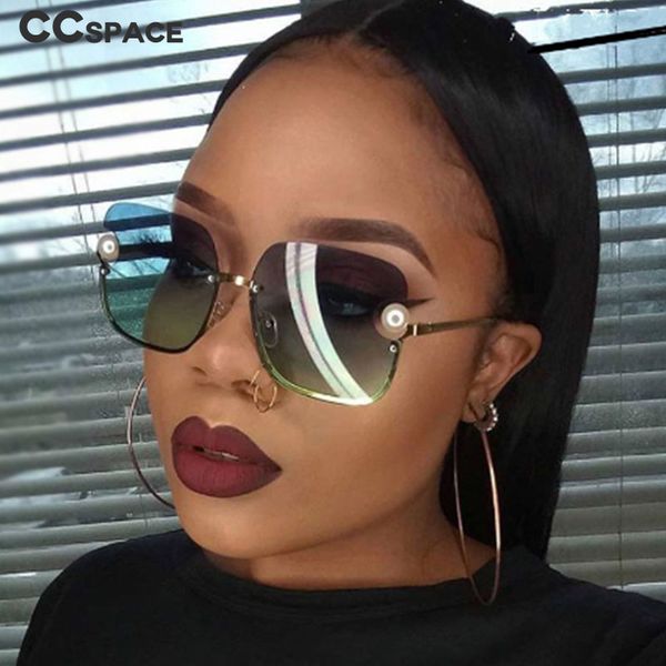 

49083 square frameless pearl luxury sunglasses men women fashion shades uv400 vintage glasses, White;black