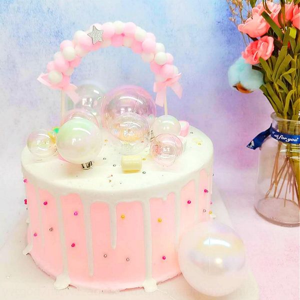 

ins style colorful transparent dress ball cake dress plug-in beautiful colorful transparent ball cake decorative flag njbrp