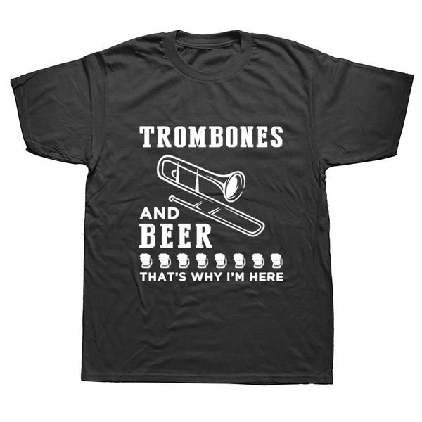 

novelty trombones and beer t-shirt mens short sleeves oversized streetwear hip hop printed t shirts tees