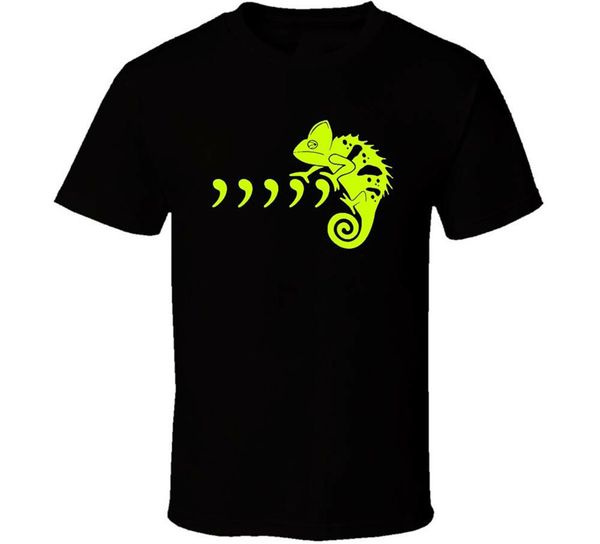 

comma chameleon logo new shirt black white tshirt men's custom screen printed tee shirt