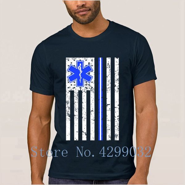 

proud paramedic emt ems thin white line flag t-shirt round neck kawaii men t shirt 2018 camiseta shirt cotton funky quality