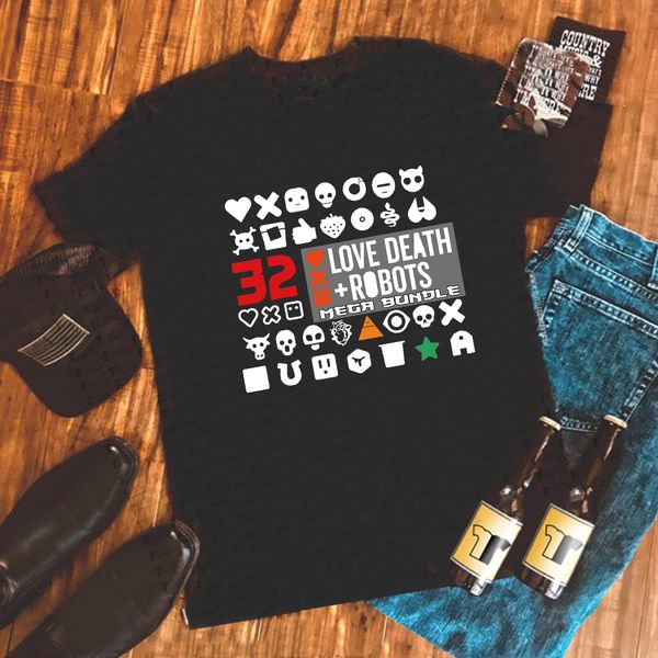 

men t-shirts love death robots print 100% cotton casual summer tee shirts
