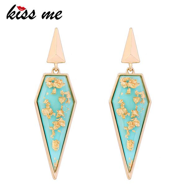

kiss me earrings wholesale office lady blue black resin geometric drop earrings women statement jewelry, Silver