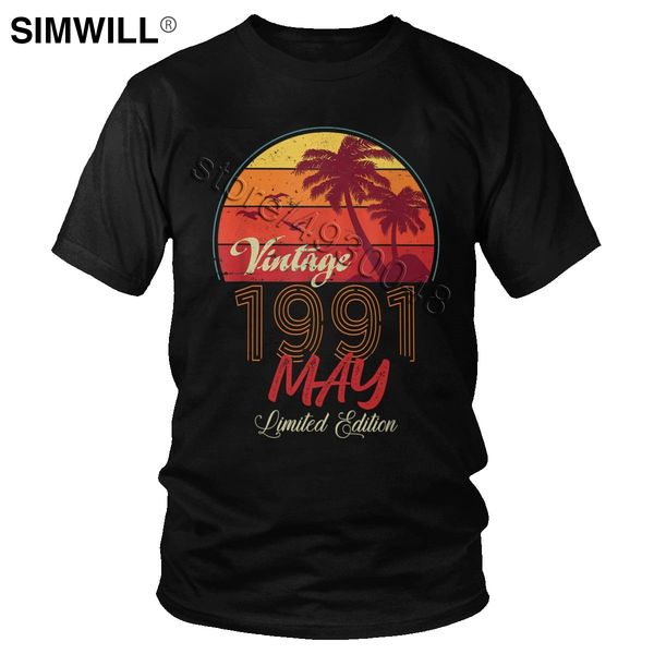 

модные последние футболка мужчины хлопок ретро урожай мая 1991 tshirt короткие рукава день рождения подарки для печати tee бойфренда подарко
