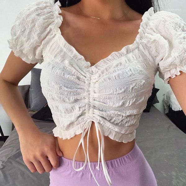 

sleeve natural color tshirts short sleeve crew neck casual womens t-shirt crop r puff, White