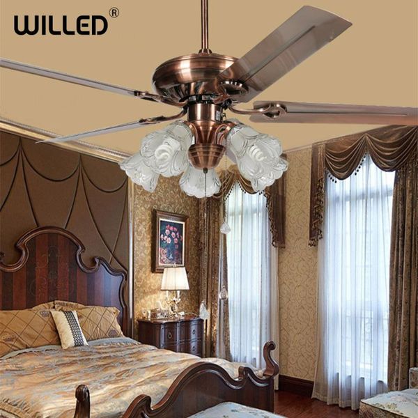 

luxury ceiling fan light glass lampshade iron fan led home decor light fixture 110v 220v 52inch european style lamp dinning room