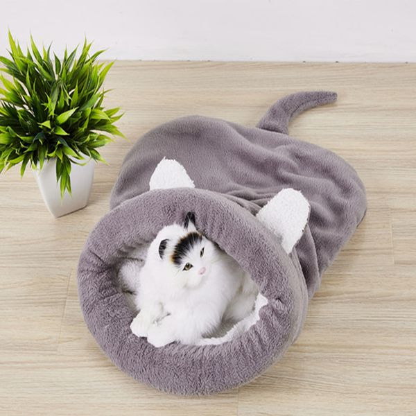 

warm cat sleeping bag bed warm coral fleece soft sleeping bed for puppy small dogs cat mat kennel house pets products