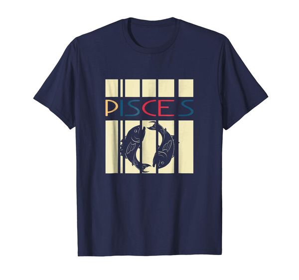 

vintage style pisces zodiac t-shirt retro design short sleeves cotton t shirt tee