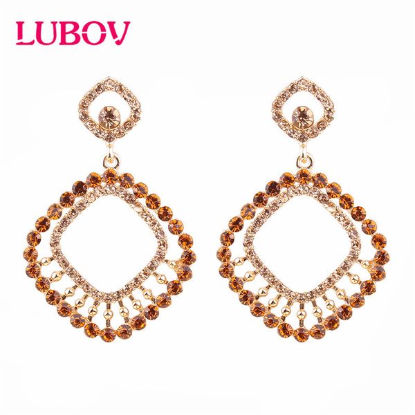 

lubov shining crystal rhinestone 3 square hoops pendant dangle earrings geometric round circle drop earrings women jewelry gift, Silver