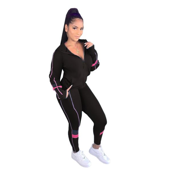 

long sleeve coat panelled womens clothing 2 piece set autumn winter women 2pcs outfit fashion casual designer tracksuits, Gray