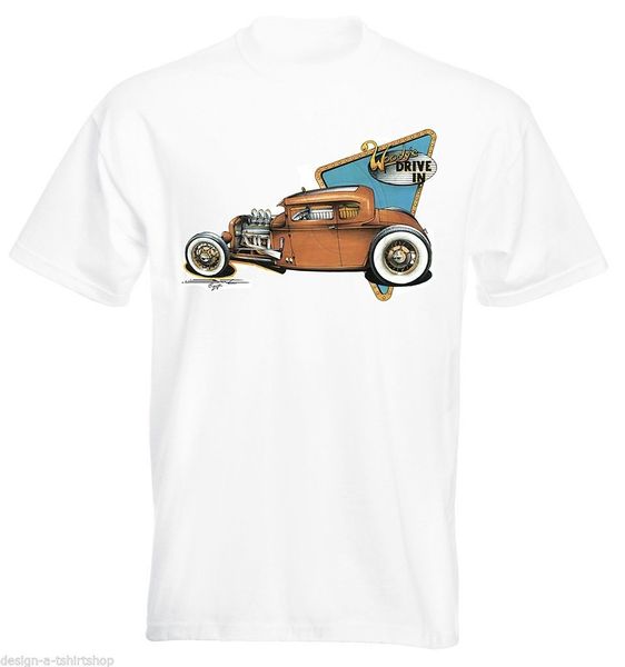 

2019 100% cotton mens t-shirt 30's 5 window rat rod muscle car v8 tee shirt