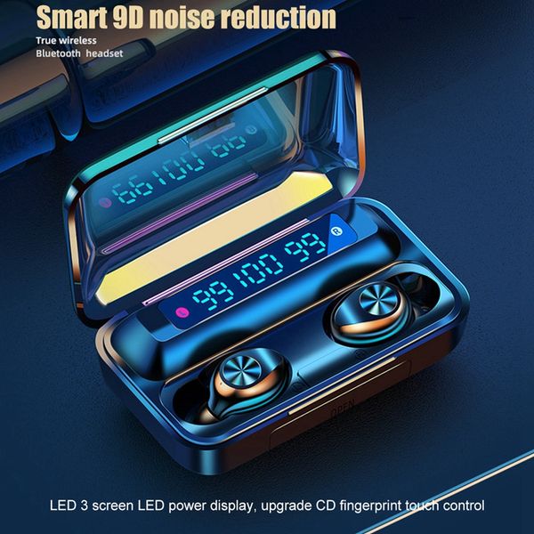 

ottwn f9-9 bluetooth earphone 9d stereo wireless headset ipx8 waterproof with 1200mah charging box noise reduction headset