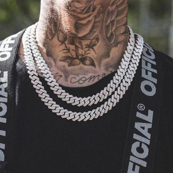 

iced out cuban miami chain link gold color necklace heavy choker hip hop cz 16/18/20/24 inches, Silver
