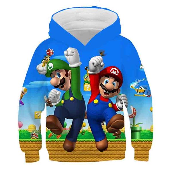 

5 to 14 years kids hoodies game super mario bros 3d printed hoodie sweatshirt boys girls outerwear jacket coat children clothing, Black