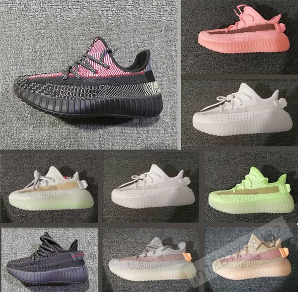 

2020 kids running shoes static black yecheil synth clay cloud white citrin antlia white kanye west children sneakers glow dark boy girl
