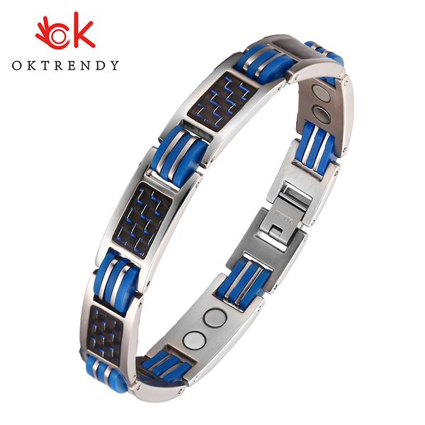

oktrendy titanium health magnetic bracelet blue color luxury bangles & bracelets friendship charge bracelets therapy jewelry, Black