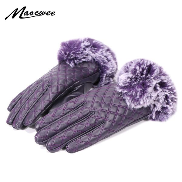 

five fingers gloves winter ladies fashion wild plus velvet warm outdoor riding antie pu material soft, Blue;gray