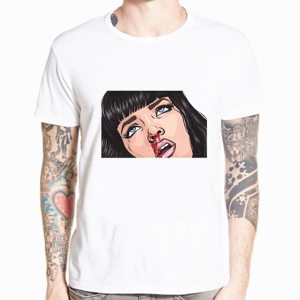 

harajuku male t-shirt virgin mary mixed pulp fiction mia wallace t shirt men summer tshirts funny camisetas novelty tees