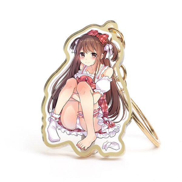 

anime keychain accessories luxury gold edging custom printing charms acrylic keychain for bags women gift, Silver