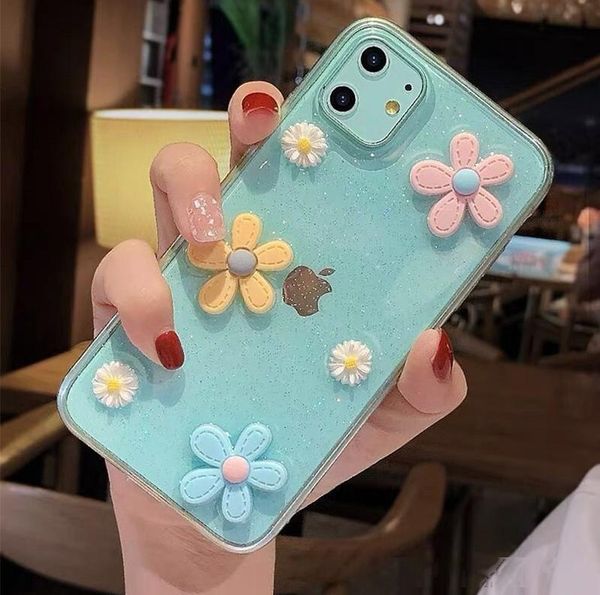 

suyacs cute wildflowers daisy clear phone case for iphone 11 pro max xr x xs max 7 8 plus full body soft epoxy back cover gifts